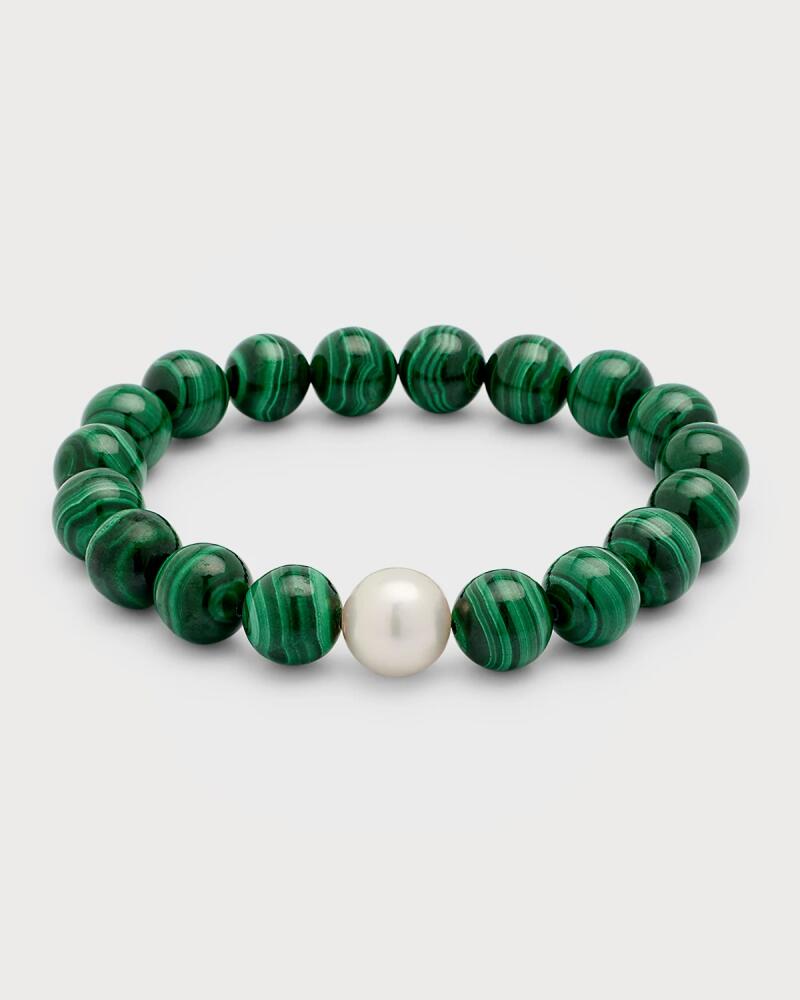 NEST Jewelry Malachite and Pearl Stretch Bracelet Cover