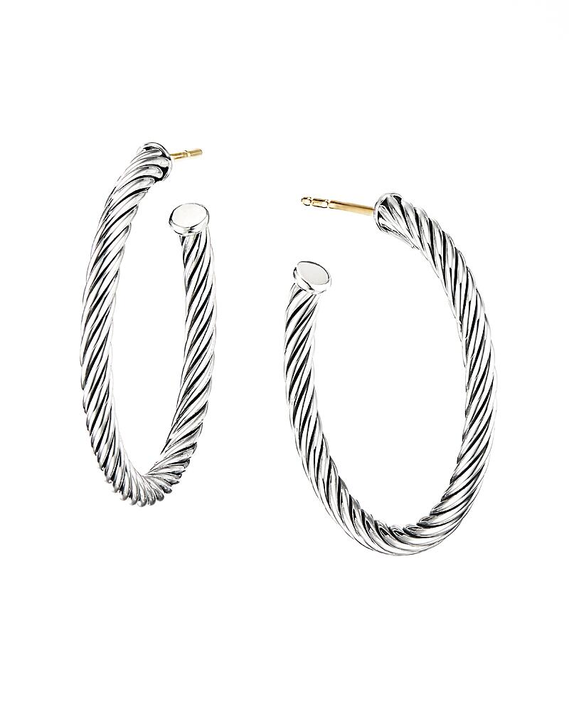 David Yurman Sterling Silver Cable Spiral Hoop Earrings Cover