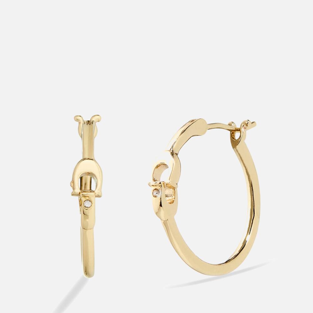 Coach Interlock C Gold-Tone Small Hoop Earrings Cover