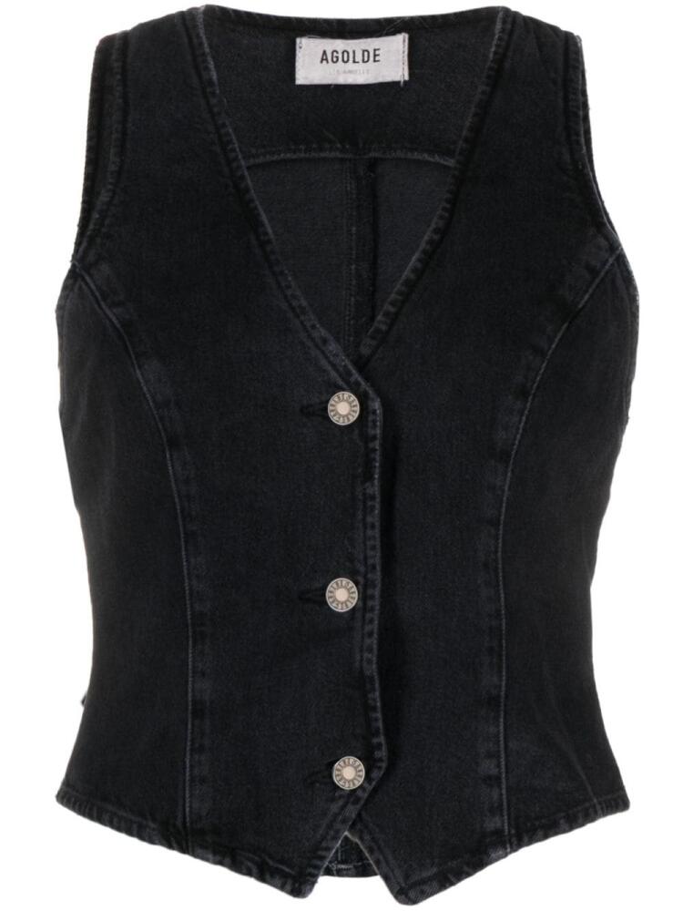 AGOLDE Heller button-up denim waistcoat - Black Cover