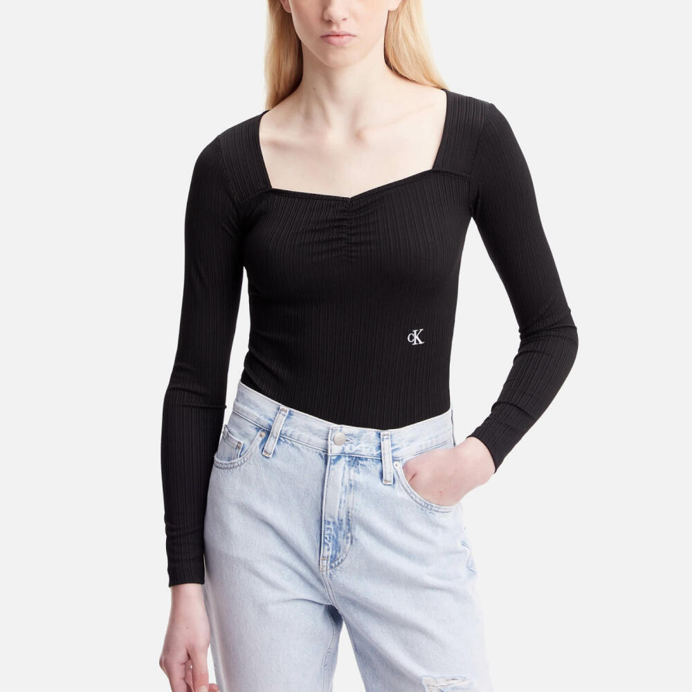 Calvin Klein Jeans Shiny Ribbed Jersey Bodysuit Cover