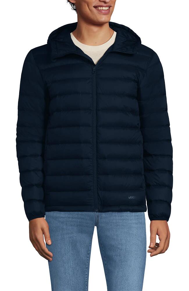 Lands' End Wanderweight Ultralight Packable Hooded Down Jacket in Radiant Navy Cover