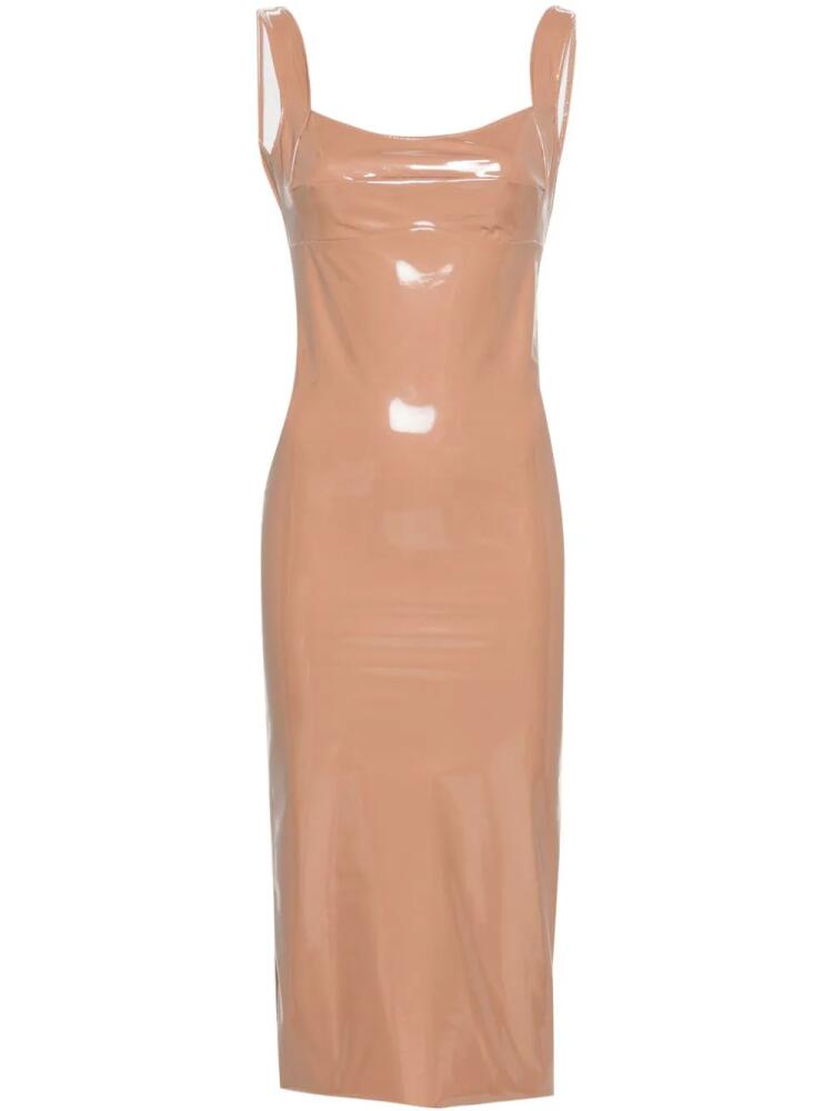 Atu Body Couture patent-effect pencil midi dress - Neutrals Cover