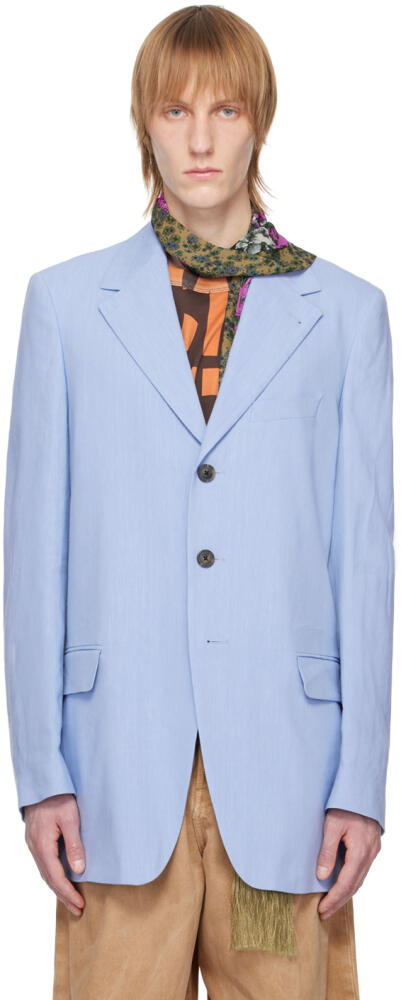 Dries Van Noten Blue Notched Blazer Cover