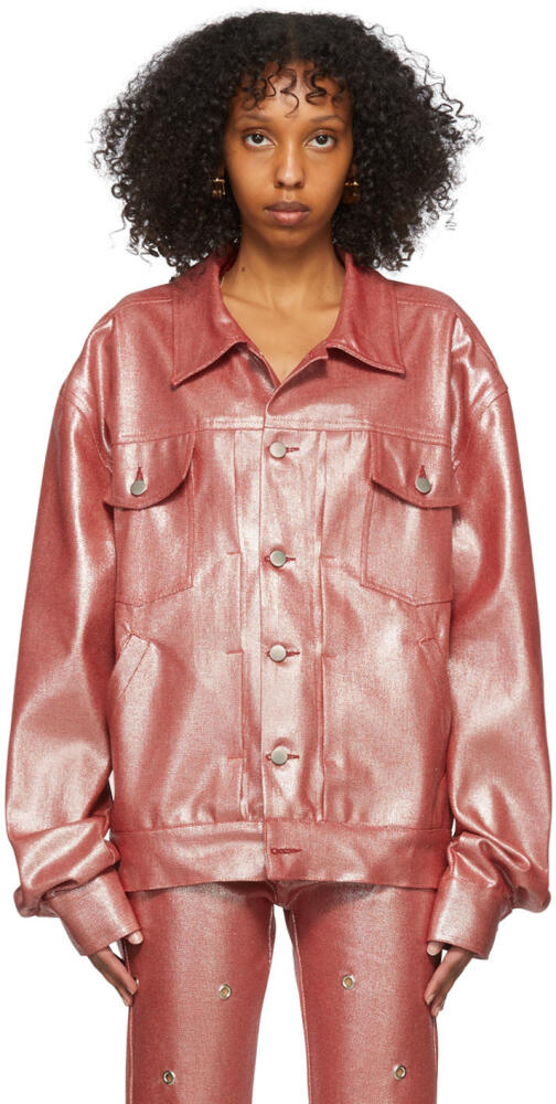 Theophilio Red Metallic Denim Jacket Cover