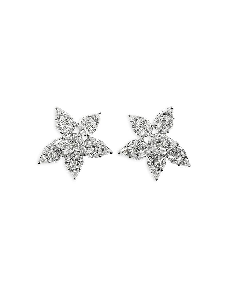 Zydo 18K White Gold Diamond Flower Cluster Earrings Cover