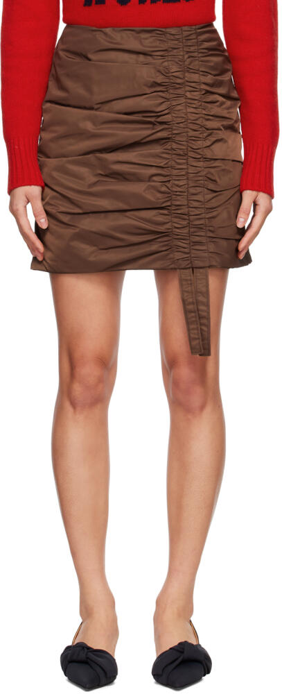 GANNI Brown Ruched Mini Skirt Cover