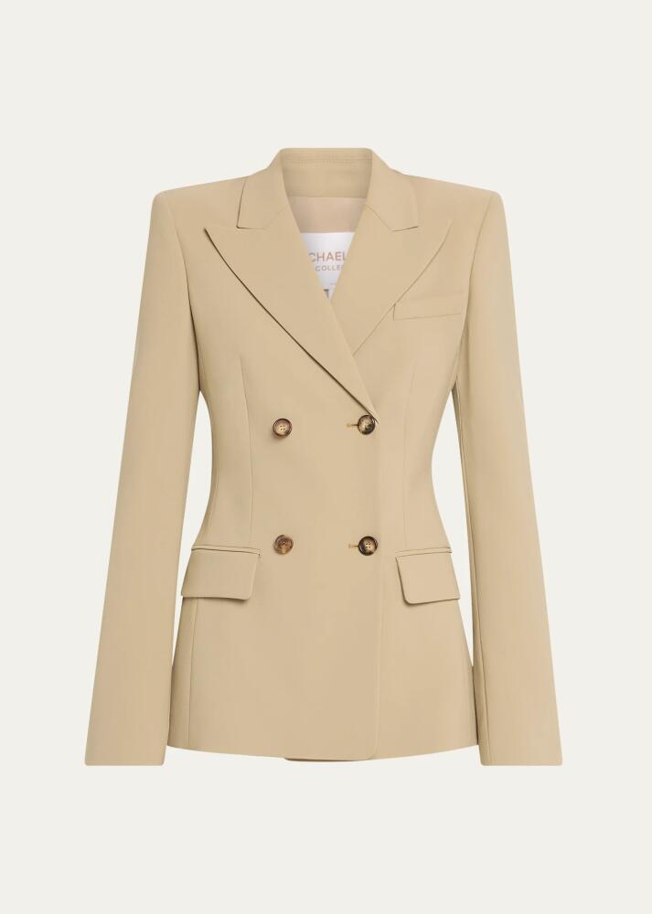 Michael Kors Collection Georgina Double-Breasted Wool Blazer, Sand Cover