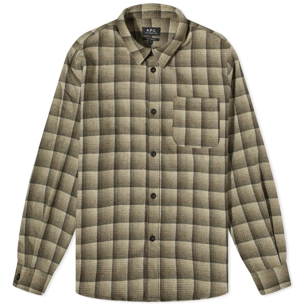 A.P.C. Men's Trek Check Overshirt in Dark Beige Cover