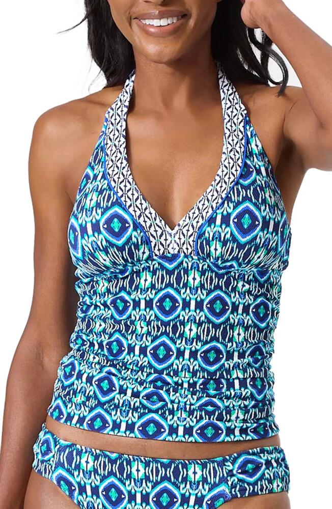 Tommy Bahama Island Cays Ikat Reversible Tankini Top in Beaming Blue Rev Cover