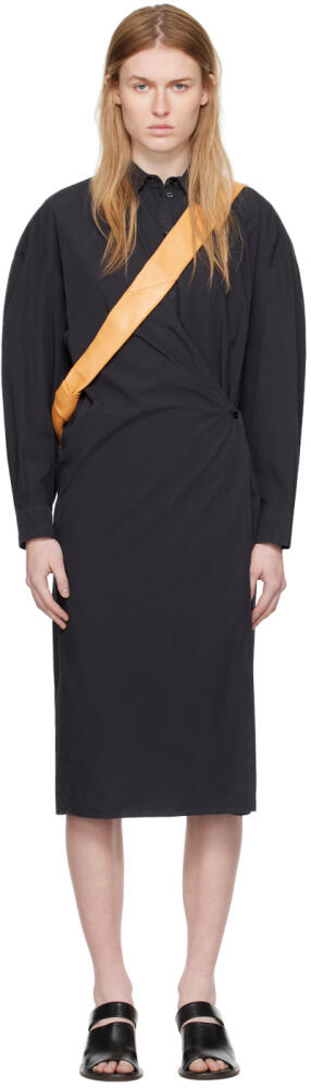 LEMAIRE Navy Wrap Midi Dress Cover