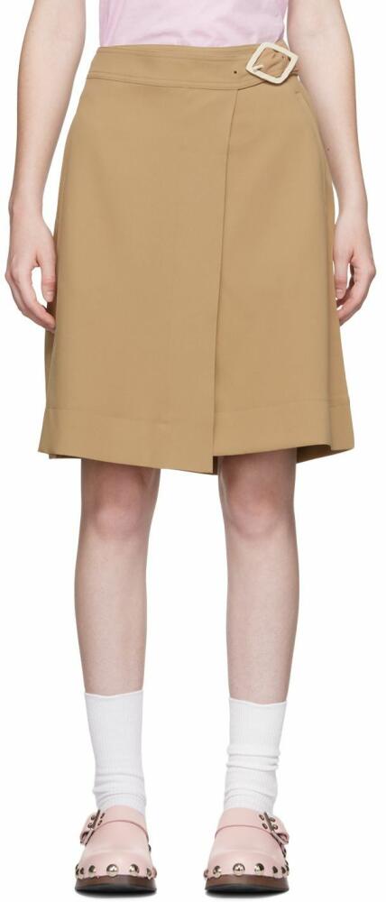 GANNI Beige Drapey Twill Miniskirt Cover