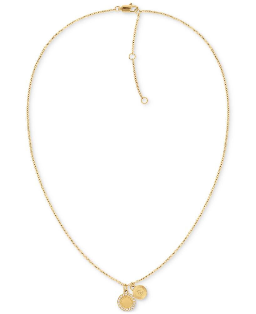 Tommy Hilfiger Gold-Tone Circle Crystal Pendant Necklace, 16" + 2" extender - Gold Plate Cover