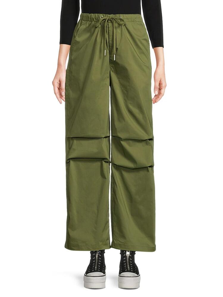 Seraphina Women's Drawstring Wide Leg Cargo Pants - Olive Cover