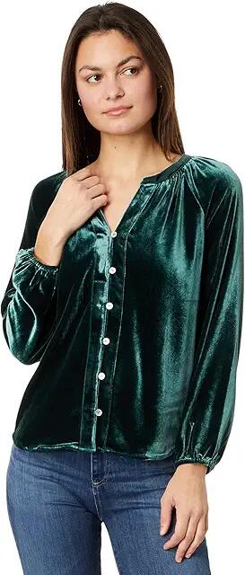 Faherty Stretch Silk Velvet Naomi Top (Sea Moss) Women's Clothing Cover