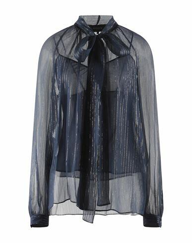 Rochas Woman Shirt Midnight blue Silk, Recycled polyester Cover