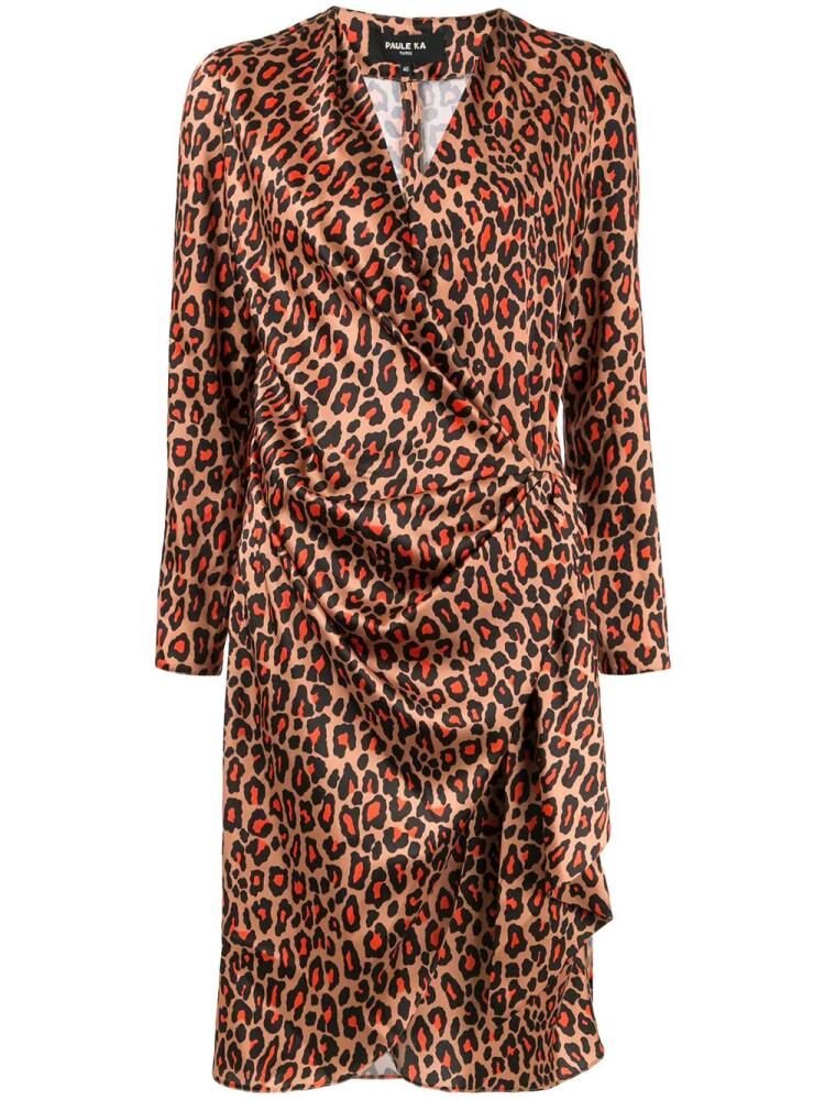 Paule Ka leopard print wrap dress - Brown Cover