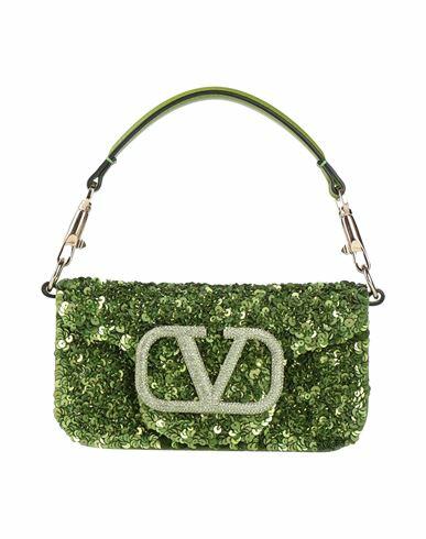 Valentino Garavani Woman Handbag Green Leather, Textile fibers Cover