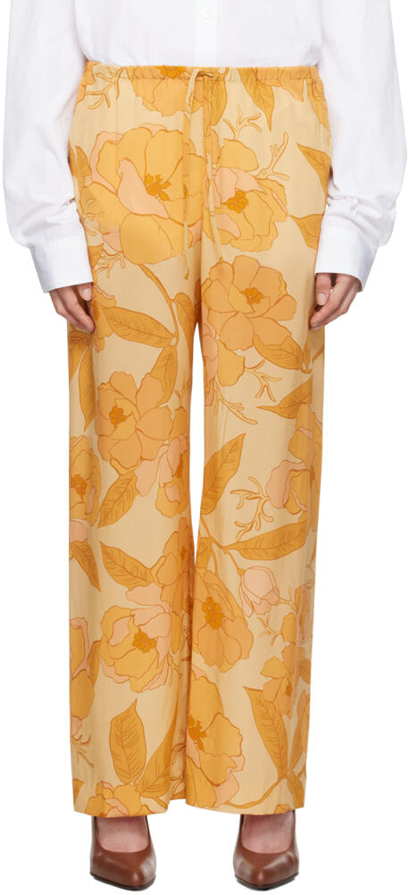 Dries Van Noten Yellow Silk Trousers Cover