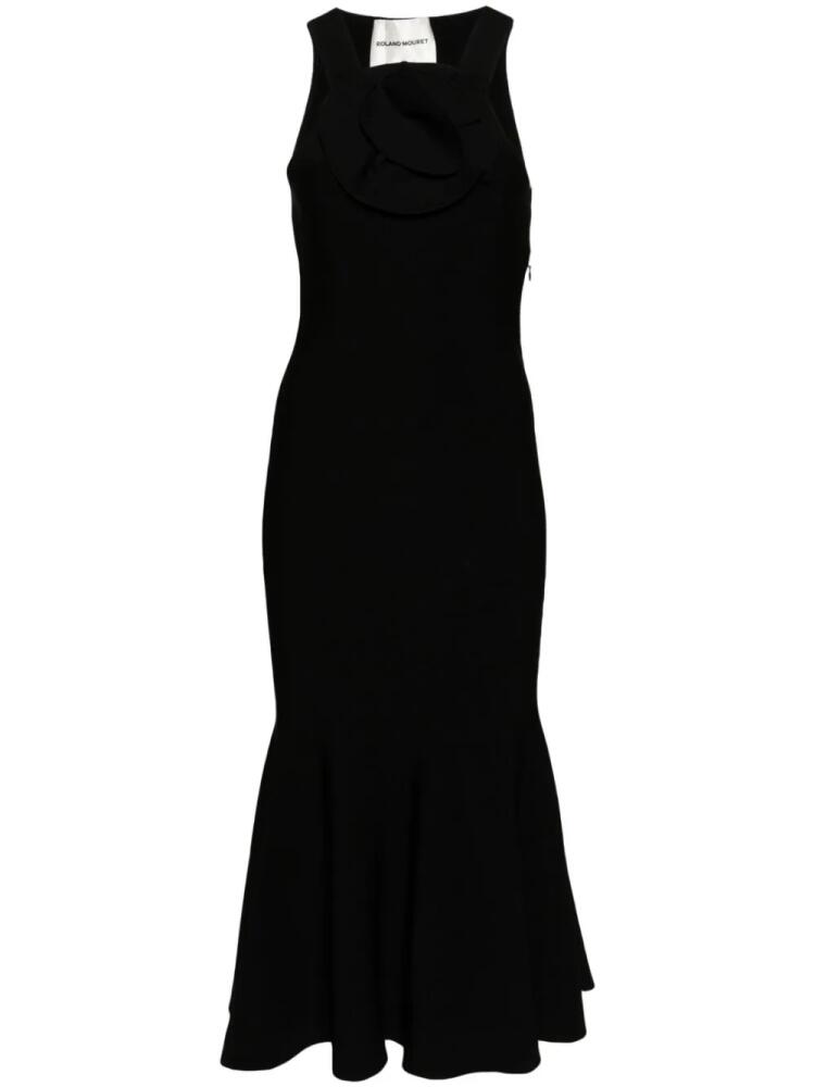 Roland Mouret floral-appliqué knitted midi dress - Black Cover