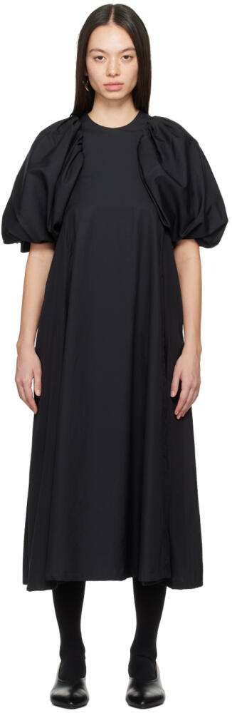 Noir Kei Ninomiya Black Puff Sleeve Midi Dress Cover