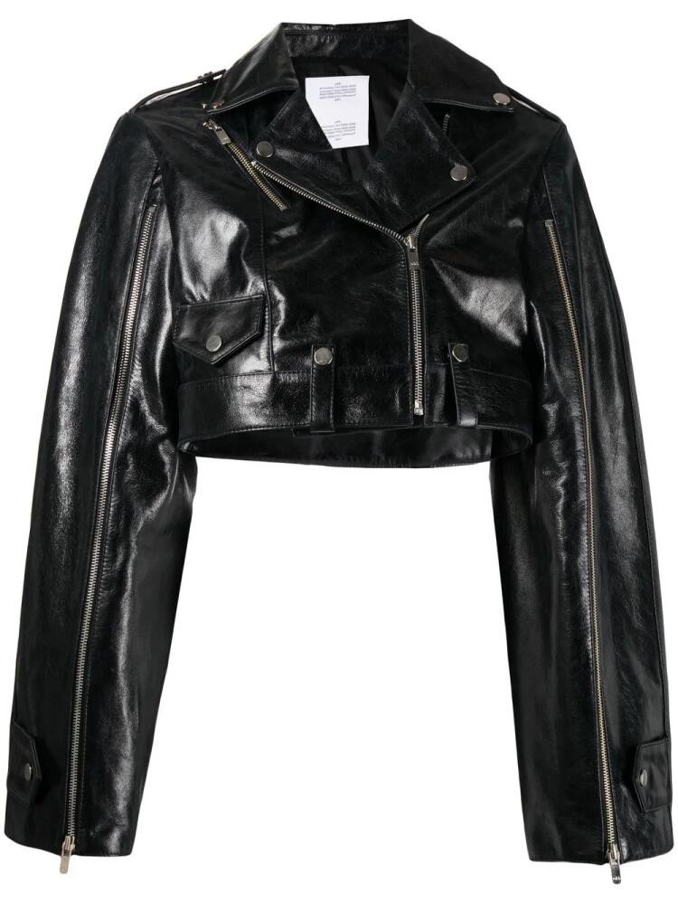 Rokh cropped leather biker jacket - Black Cover