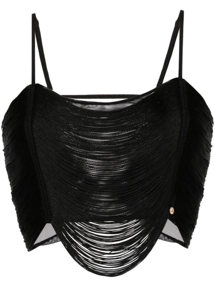 NISSA fringed cropped top - Black Cover