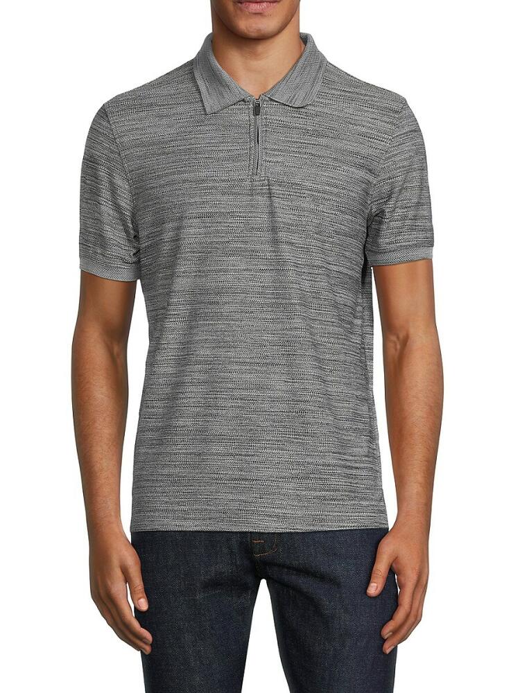 Kenneth Cole Men's Heathered Knit Polo - Grey Cover