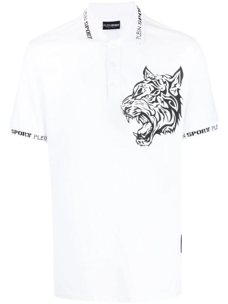 Plein Sport tiger-print polo shirt - White Cover