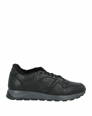 Pollini Man Sneakers Black Leather Cover