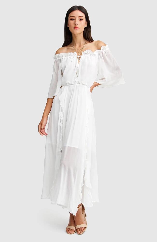 Belle & Bloom Amour Amour Ruffled Midi Dress in White Cover