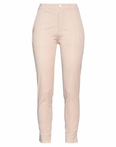 (+) People Woman Pants Beige Cotton, Elastane Cover