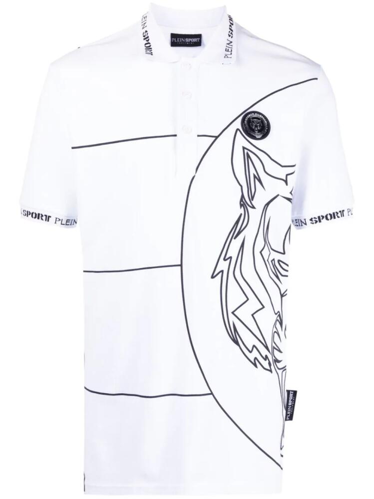 Plein Sport tiger-print polo shirt - White Cover