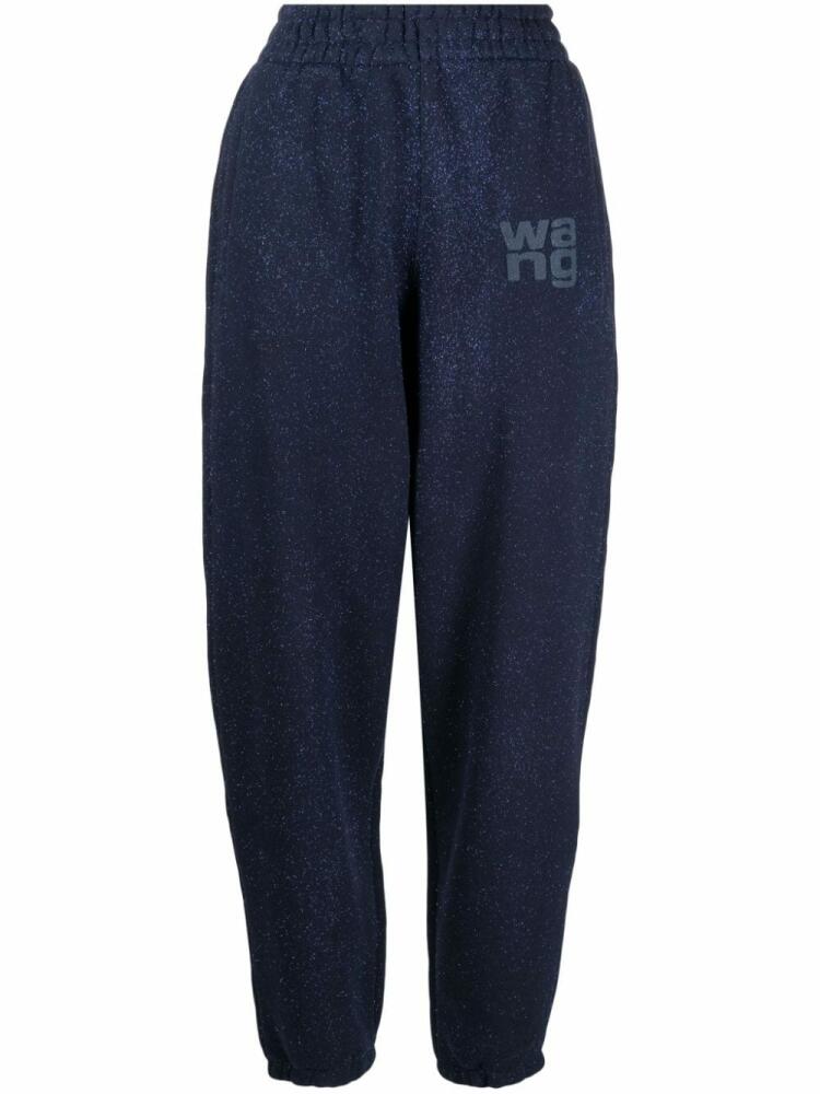 Alexander Wang glitter-effect terry track pants - Blue Cover