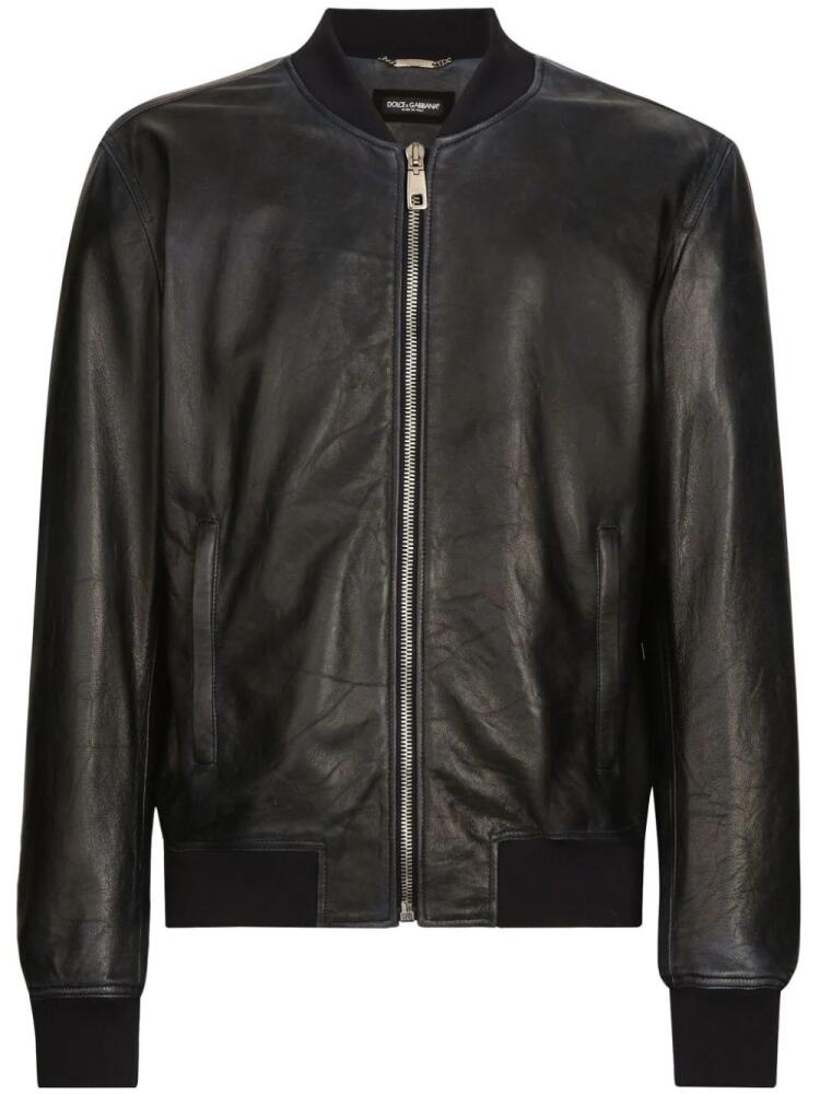 Dolce & Gabbana zip-up leather bomber jacket - Blue Cover