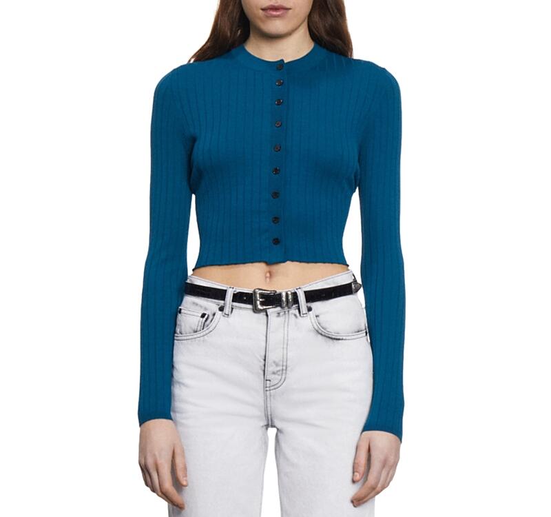 The Kooples Ribbed Cropped Cardigan Cover