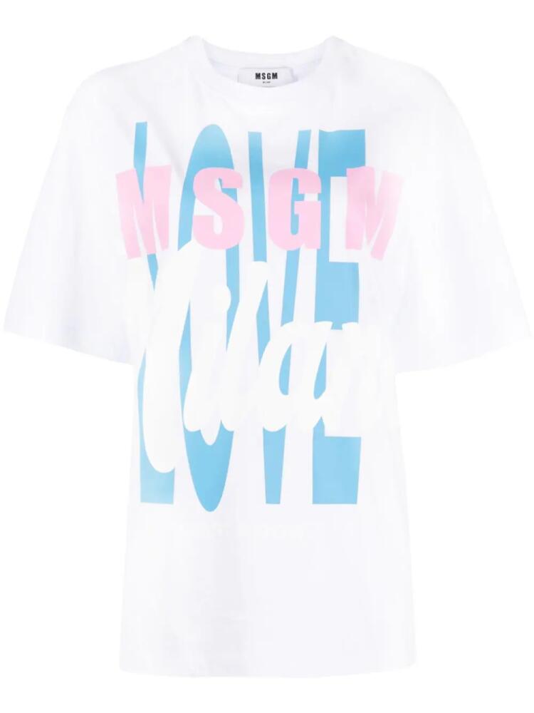 MSGM slogan-print cotton T-shirt - White Cover