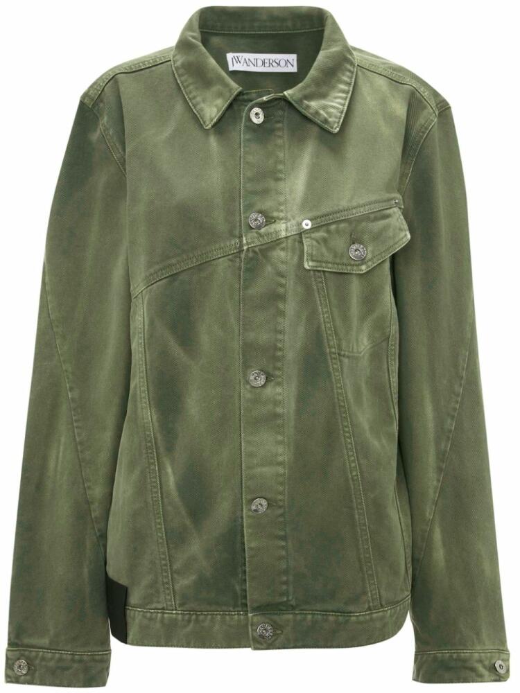 JW Anderson logo-patch buttoned denim jacket - Green Cover