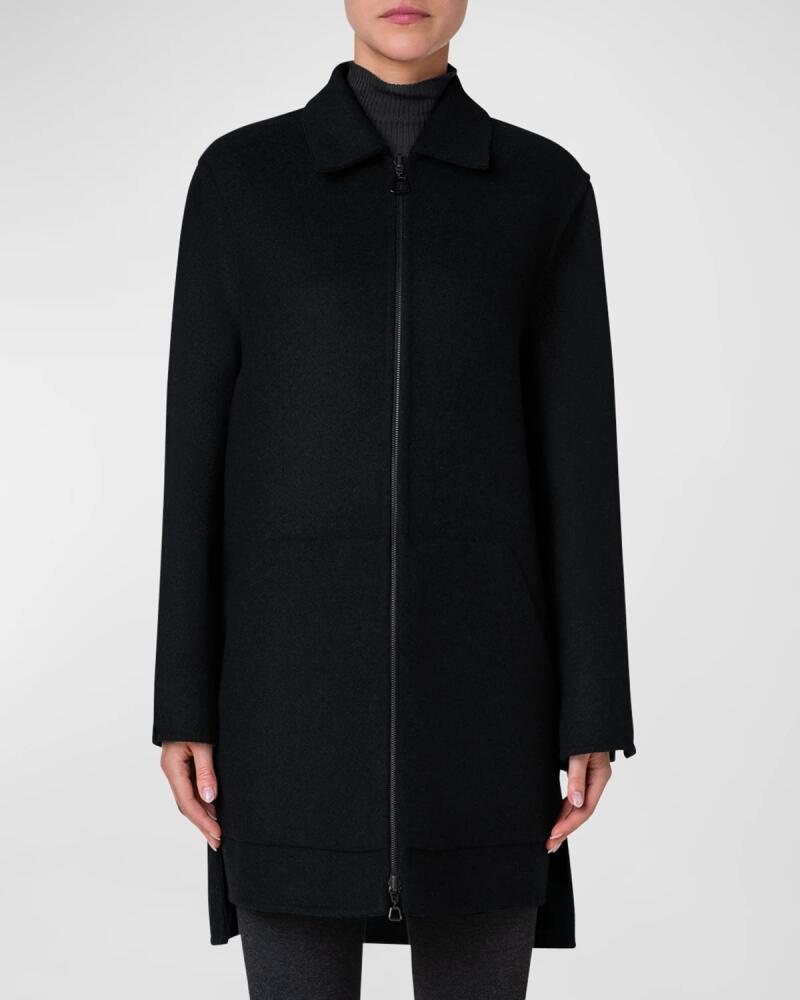 Akris Fabiola Brushed Cashmere Collared Coat Cover