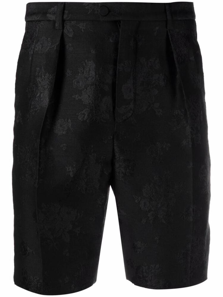 Saint Laurent floral jacquard tailored shorts - Black Cover