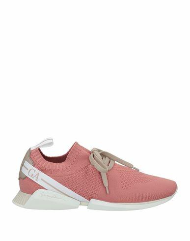 Giorgio Armani Woman Sneakers Pink Textile fibers, Soft Leather Cover