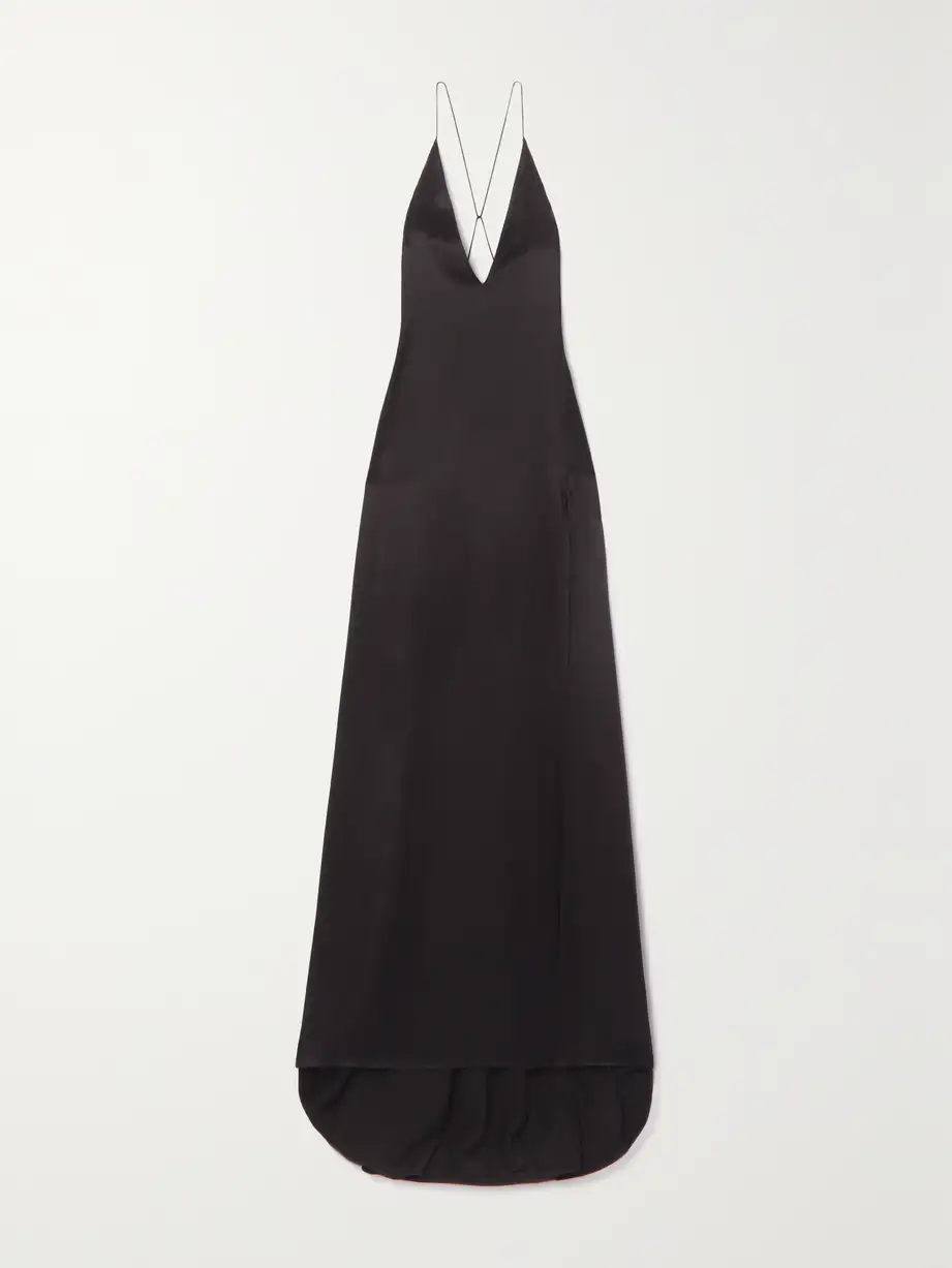 SAINT LAURENT - Open-back Silk-satin Maxi Dress - Black Cover