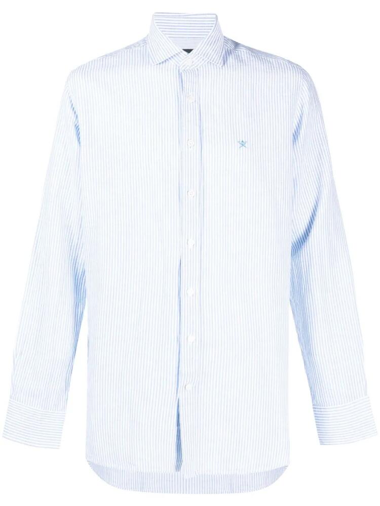 Hackett Bengal stripe-pattern linen-blend shirt - Blue Cover