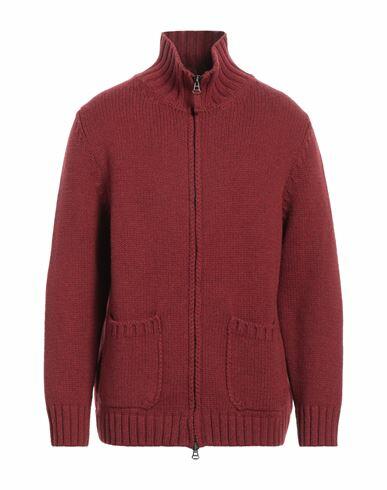 H953 Man Cardigan Brick red Merino Wool Cover