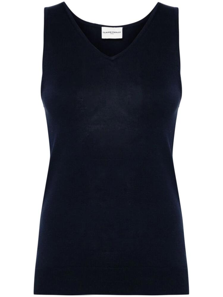 Claudie Pierlot V-neck knitted tank top - Blue Cover