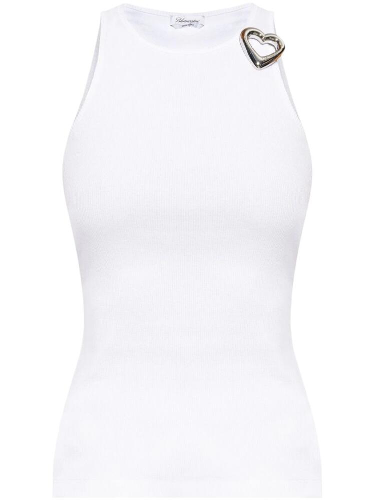 Blumarine rhinestone-embellished cotton tank top - White Cover