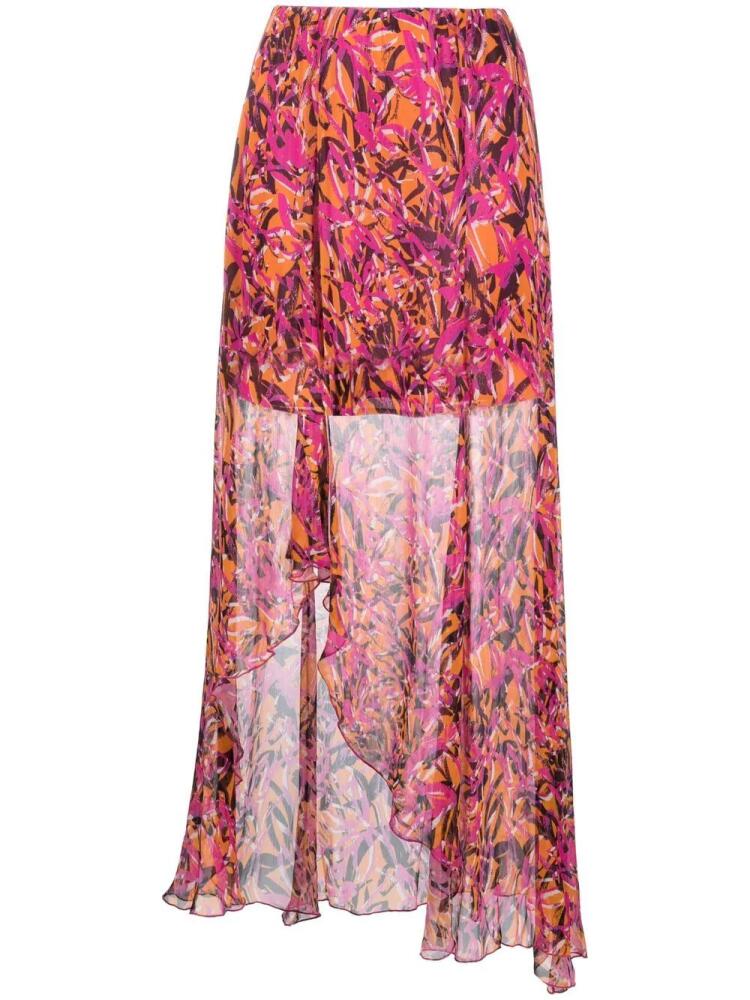 Patrizia Pepe floral print asymmetric hem skirt - Pink Cover