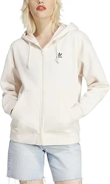 adidas Originals Essentials Full Zip Boyfriend Hoodie (Wonder White) Women's Clothing Cover