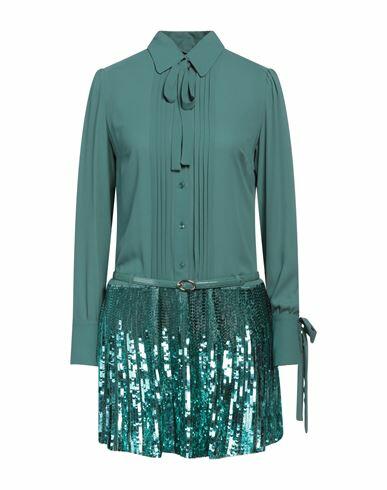 Elisabetta Franchi Woman Mini dress Deep jade Polyester, Plastic, Glass Cover