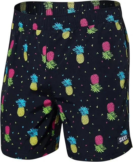 SAXX UNDERWEAR Go Coastal 2-N-1 5 Volley (Pineapple Flip/Black) Men's Swimwear Cover